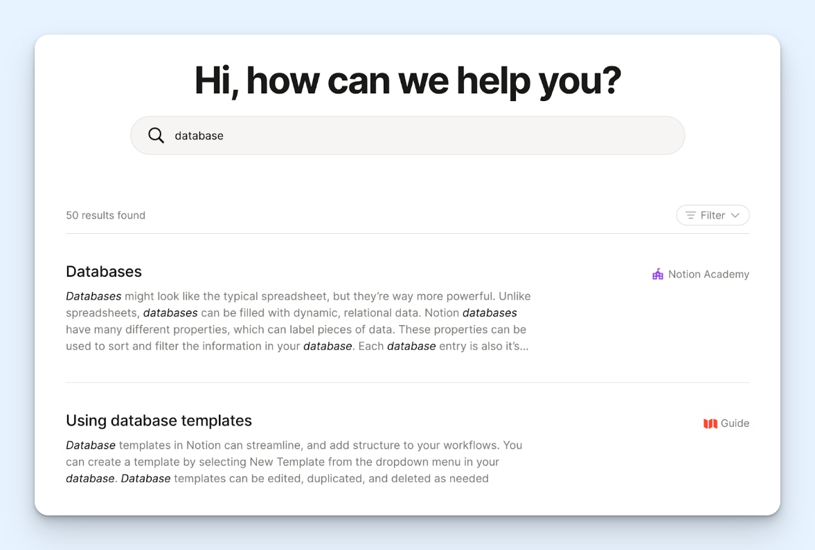 Self-Service - Notion Screenshot