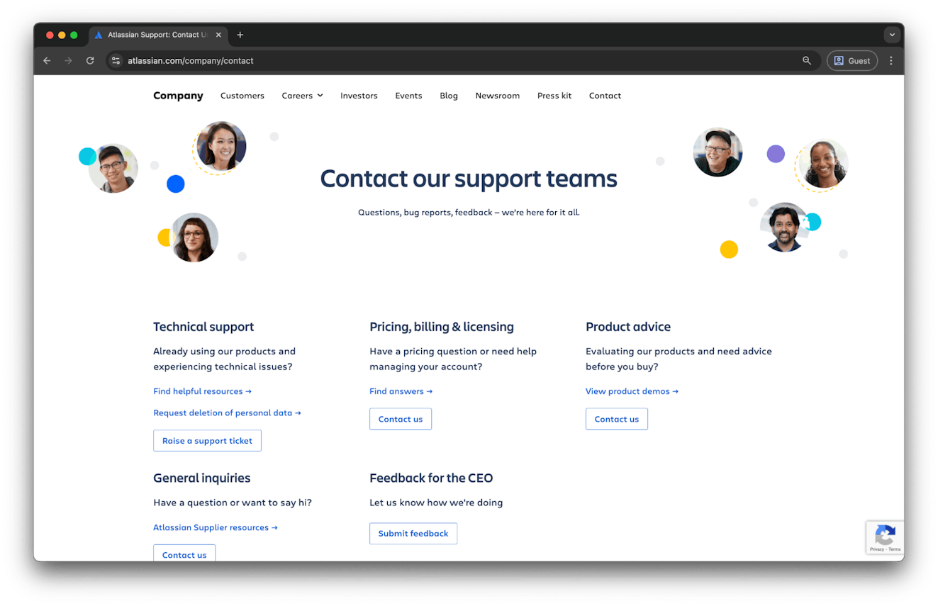 Contact Us Examples - Atlassian