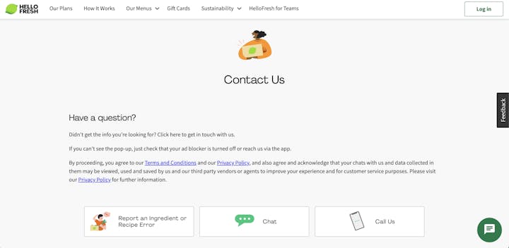 Contact Page: HelloFresh