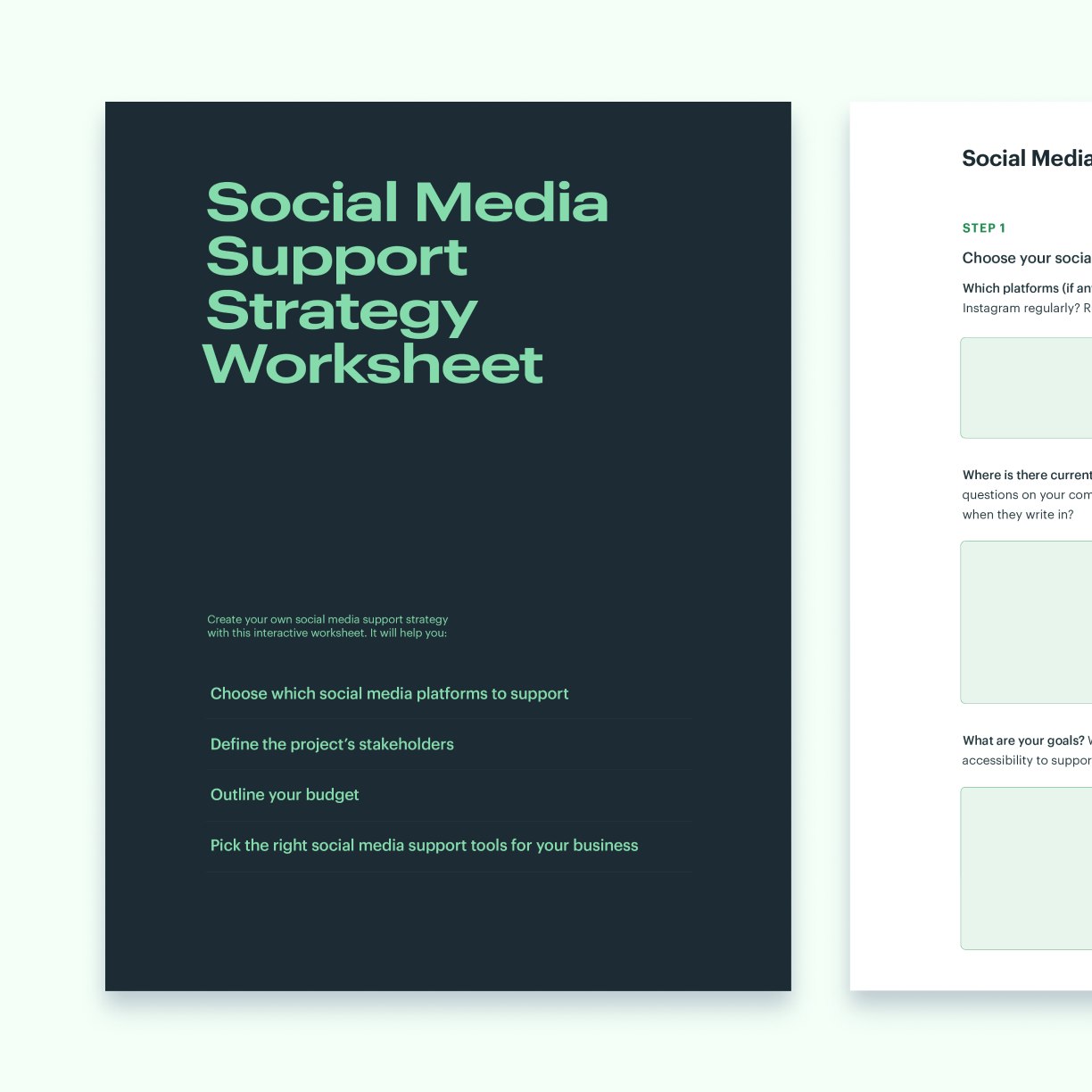 Social Media Support Strategy Worksheet - Inside the worksheet