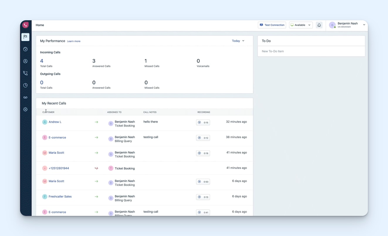 HubSpot Alts - Freshcaller Product Screenshot