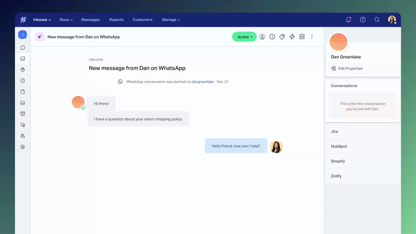 WhatsApp on Help Scout