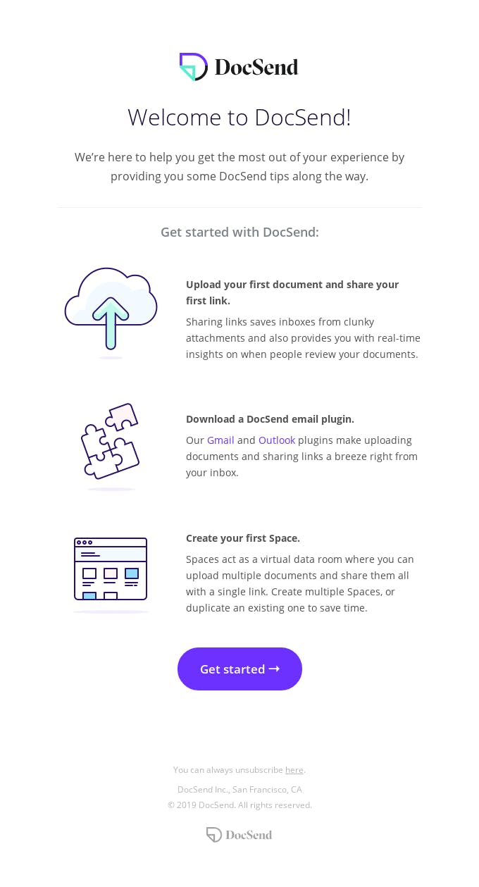 DocSend’s welcome email