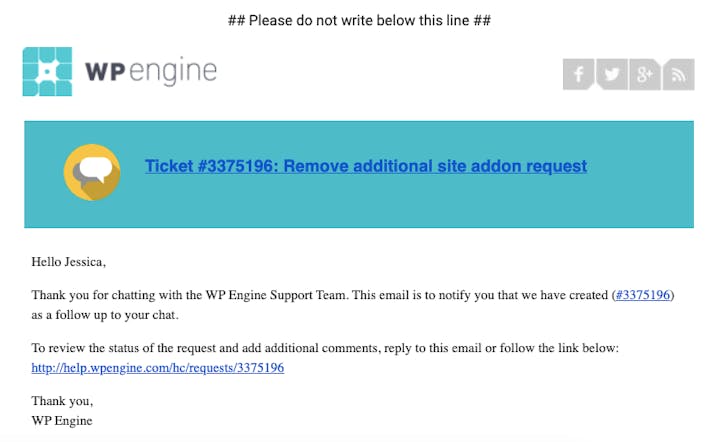 example customer support ticket