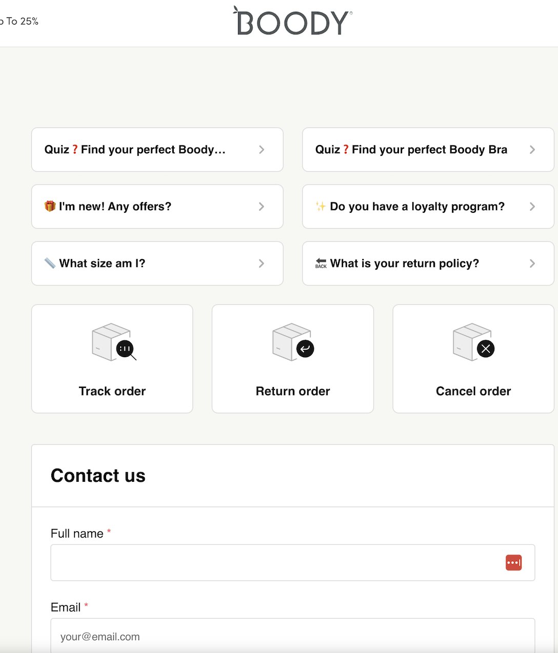 Contact Us Examples - Boody