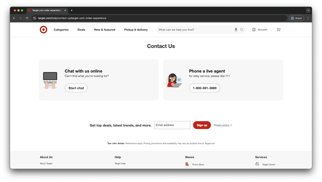 Contact Us Examples - Target