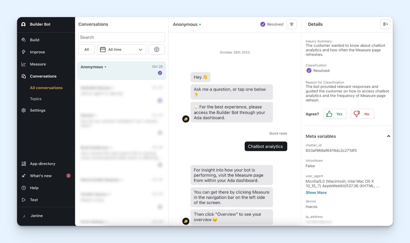 Chatbots for Customer Service - Ada