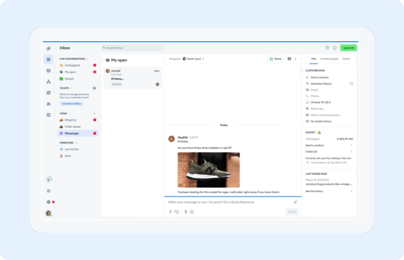 Ecommerce Chatbots - Tidio Product Screenshot