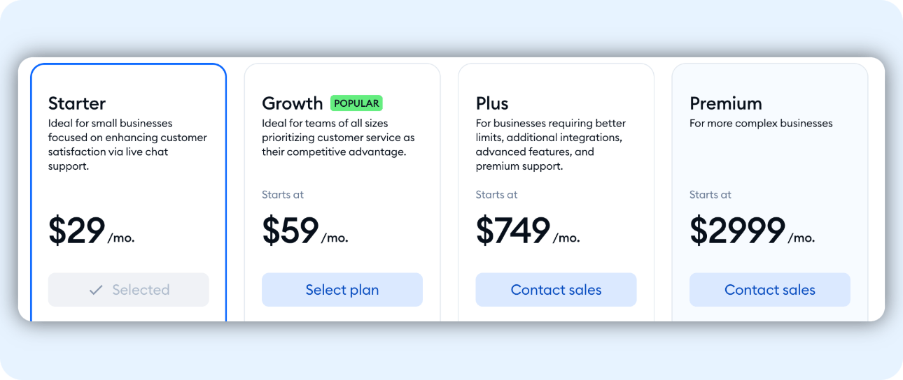 Free Live Chat - Tidio Pricing