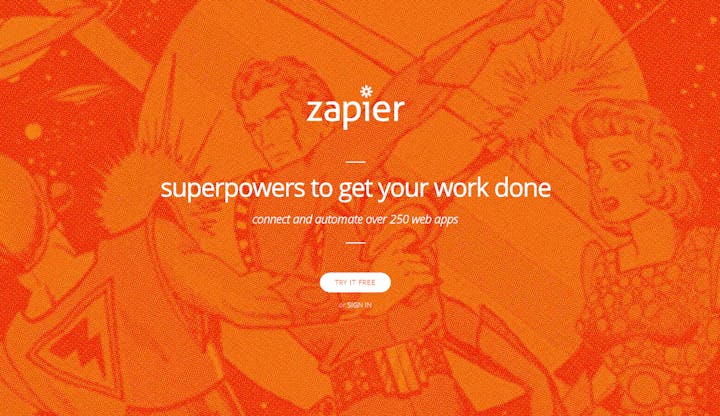 Zapier Superhero Home Page