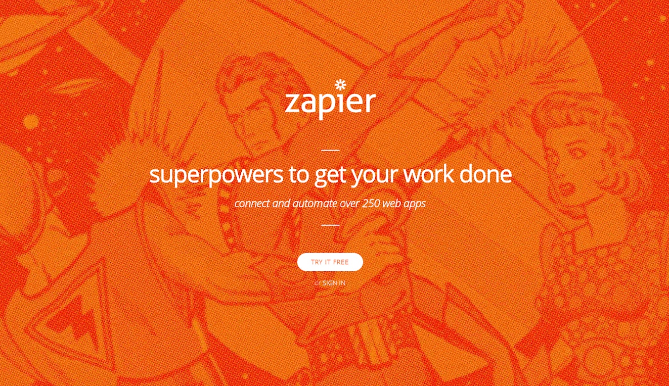 Zapier Superhero Home Page
