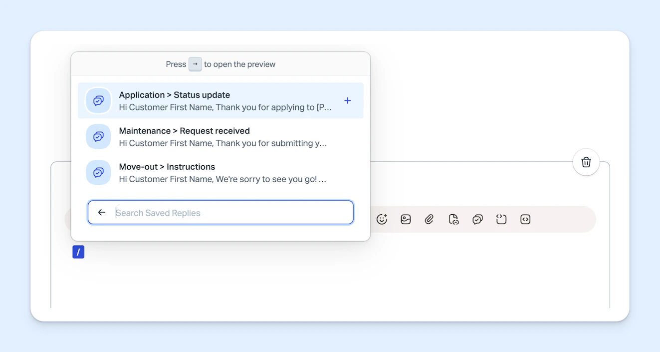 Saved Replies - Property Management