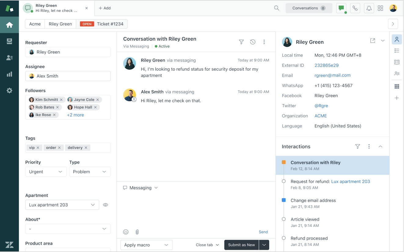 Product Screenshot: Zendesk (Social Messaging)