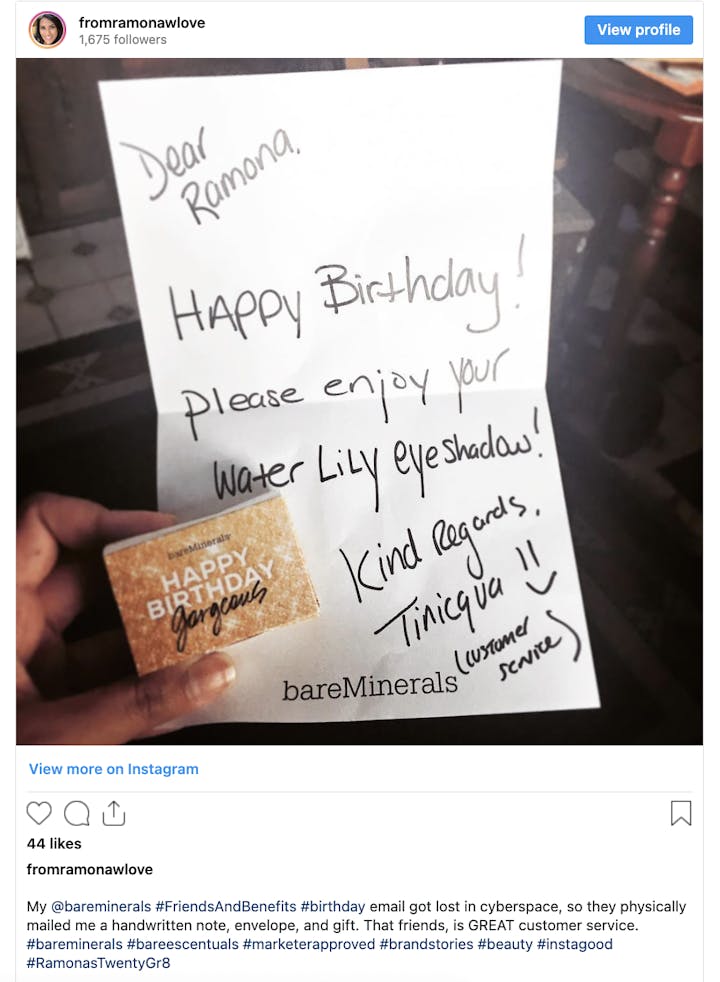 17 Great Customer Service Examples to Inspire You (bareMinerals)