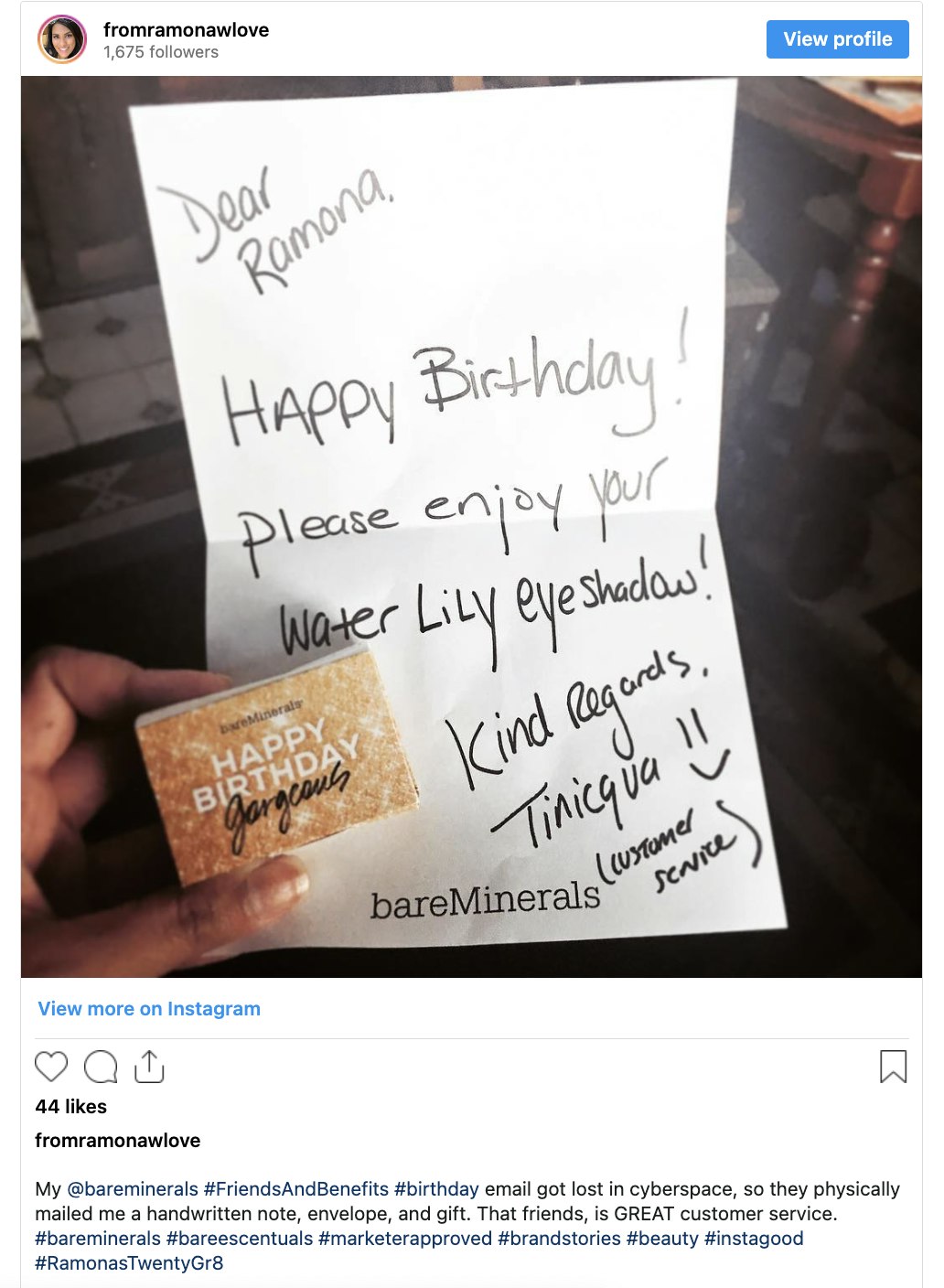 17 Great Customer Service Examples to Inspire You (bareMinerals)