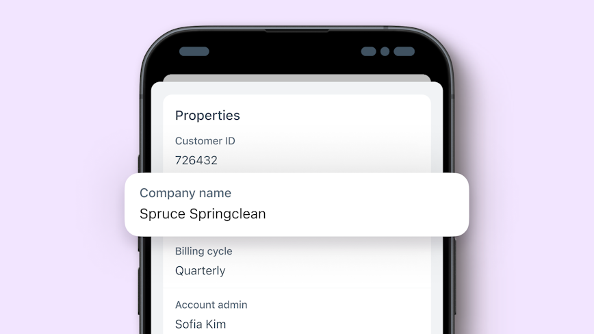 Customer Properties on the mobile app