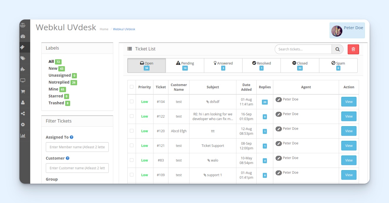 Product Screenshot: UVdesk