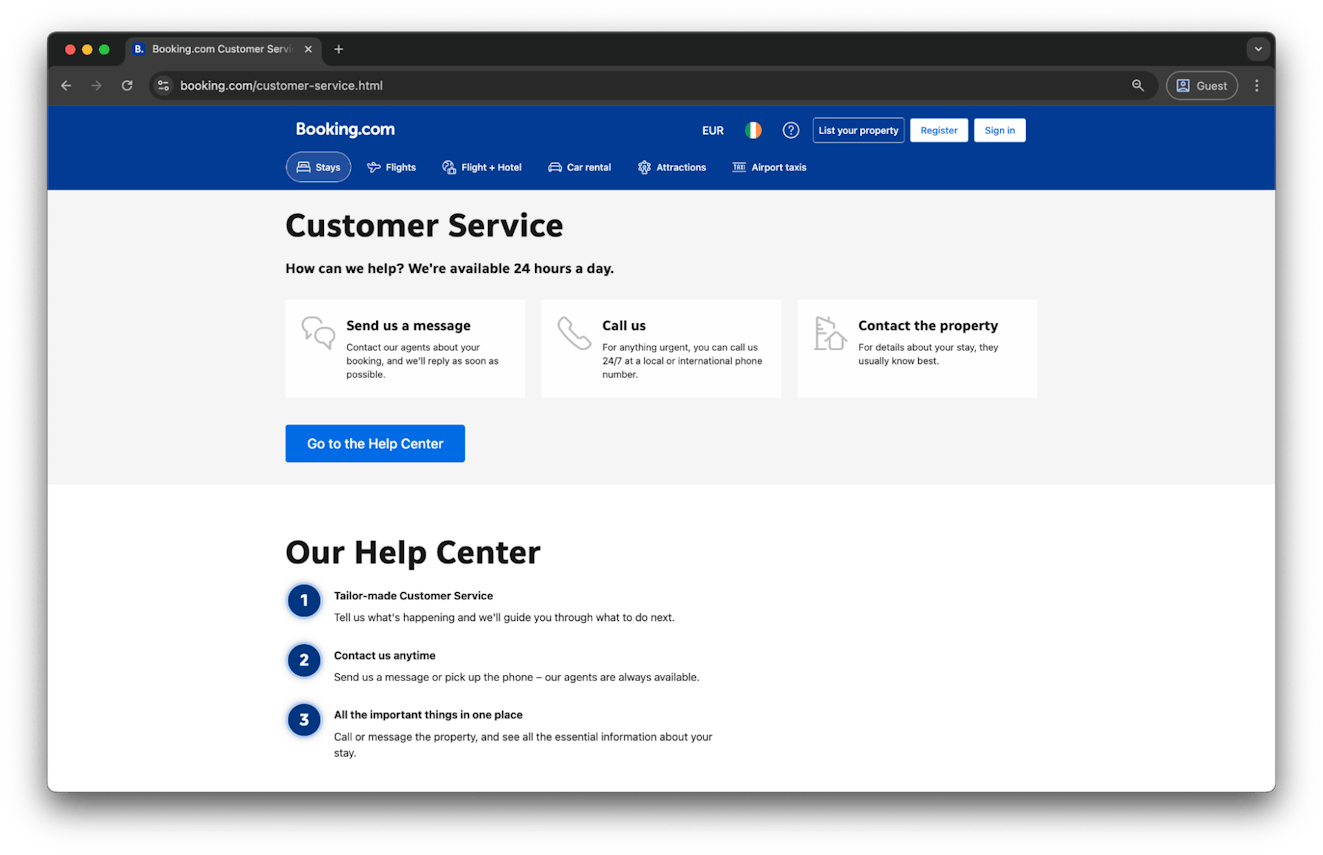 Contact Us Examples - Booking.com