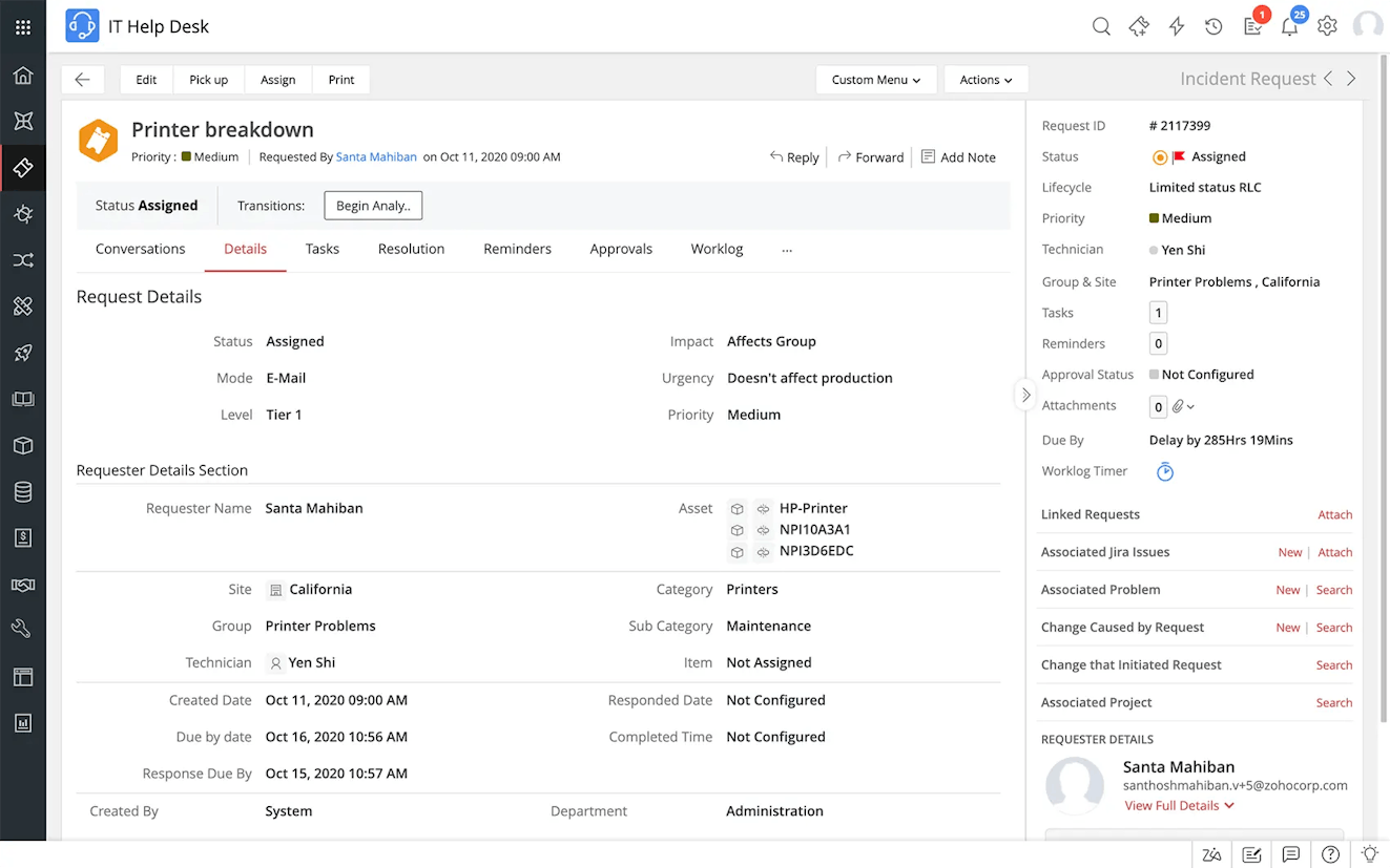 Product Screenshot: ManageEngine ServiceDesk Plus