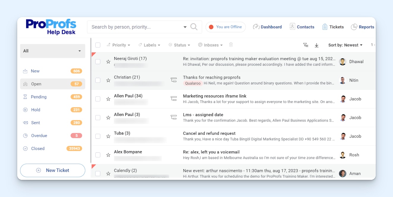 Product Screenshot: ProProfs Help Desk