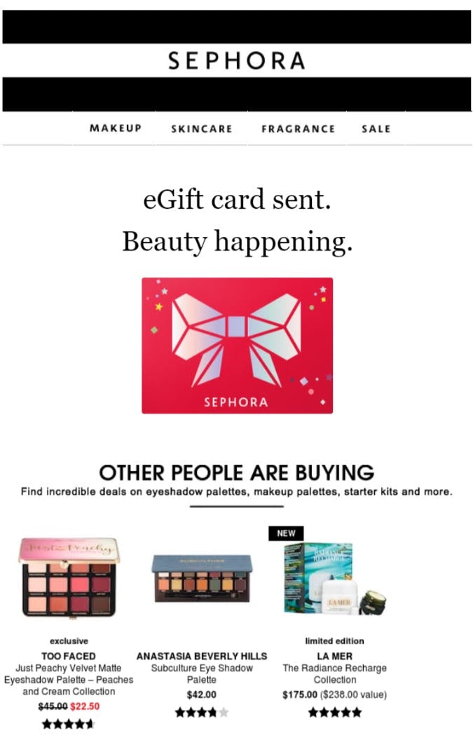 sephora upsell email example