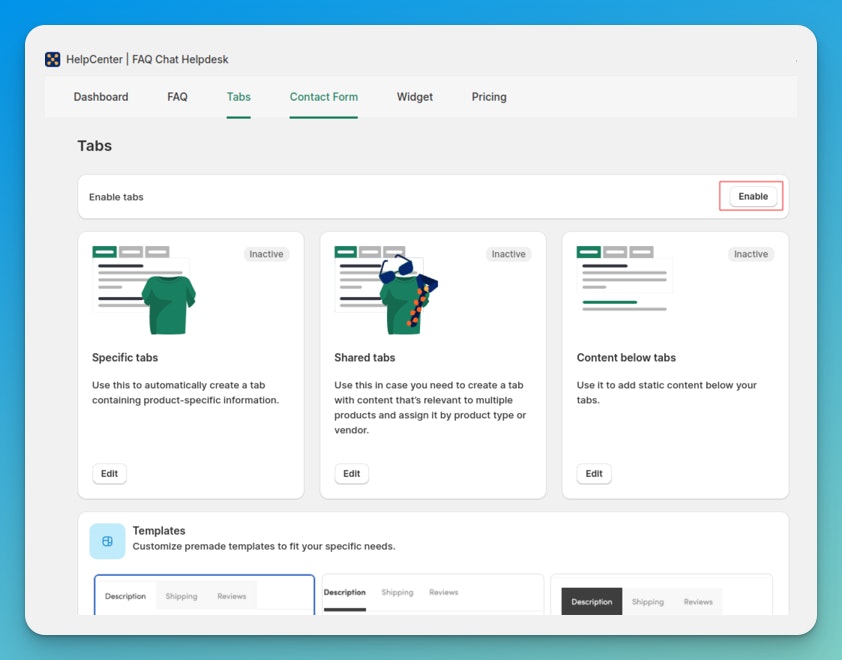 Shopify CS Apps - HelpCenter Product Screenshot