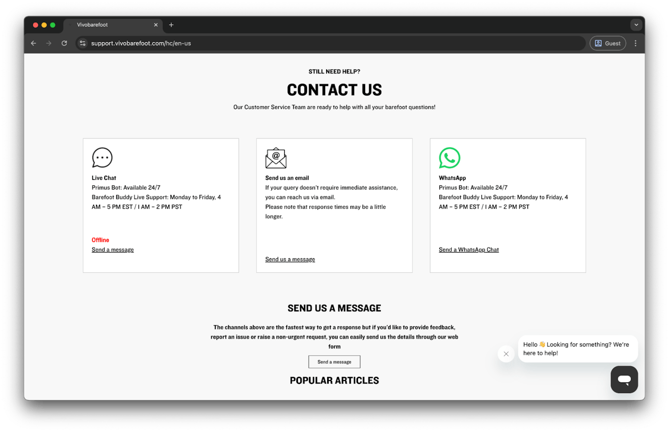 Contact Us Examples - Vivobarefoot