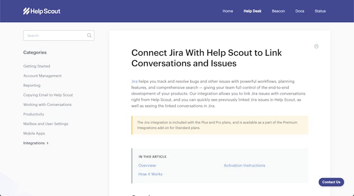 Help Scout Screenshot: HS Docs Article