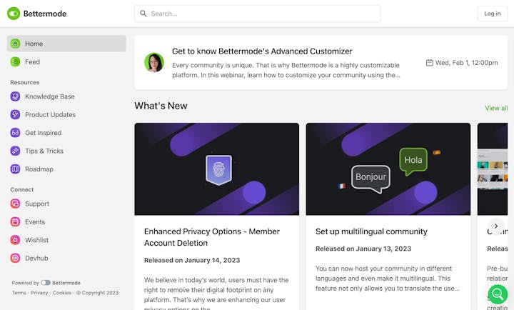 Product Screenshot: Bettermode (formerly Tribe)