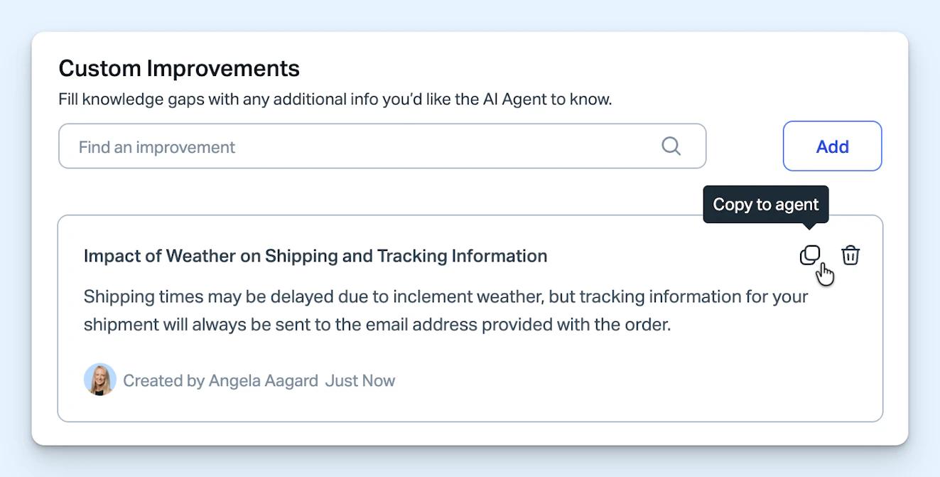 AI Agents - Custom Improvements - Inline