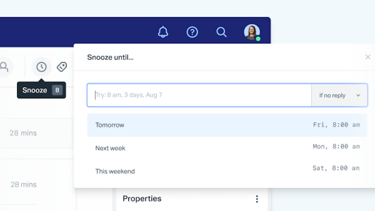 Experience snooze in Inbox 2