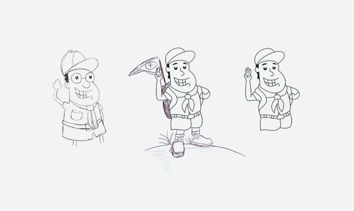 original Help Scout mascot sketches