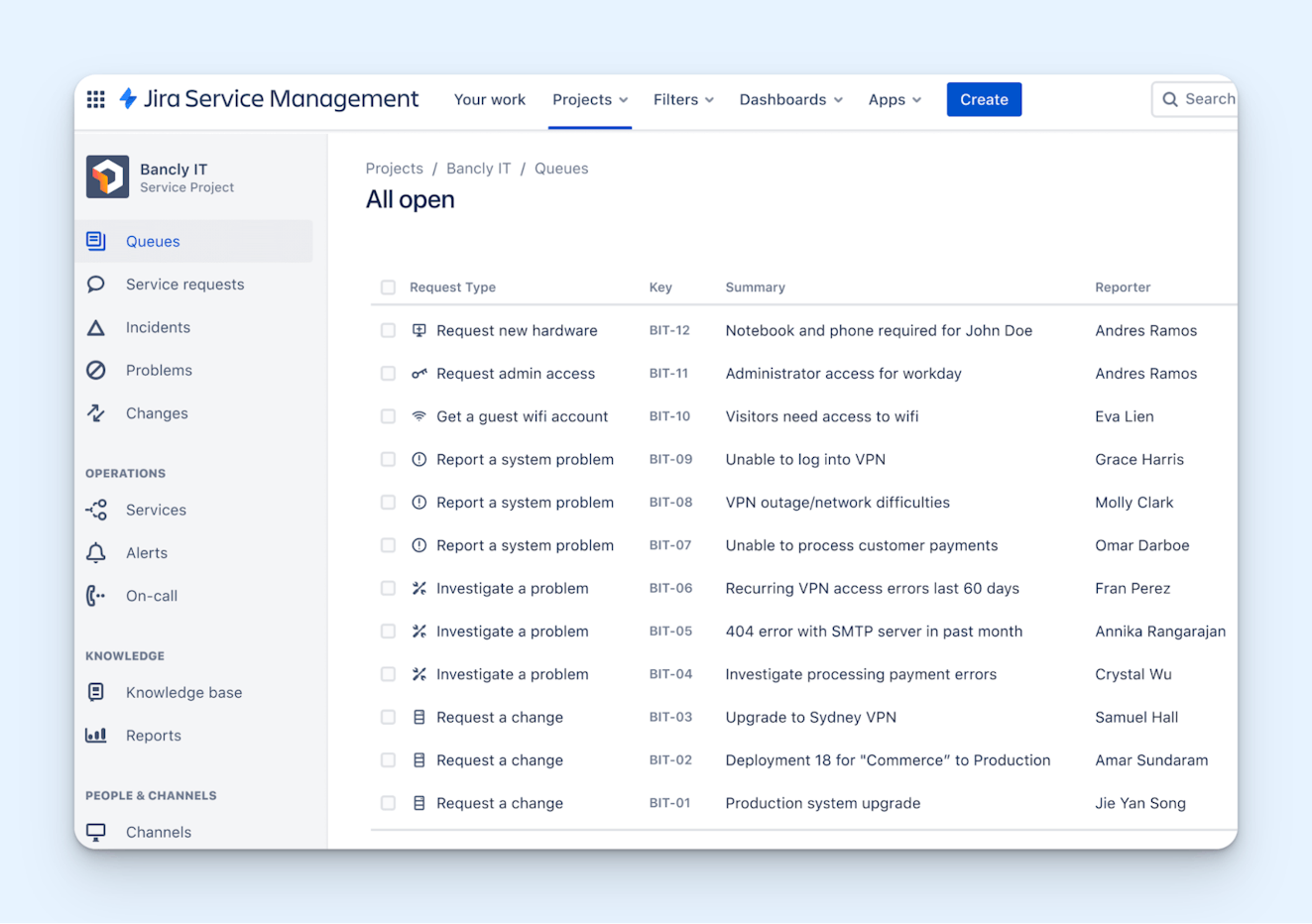 CS Software - Jira Service Management screenshot