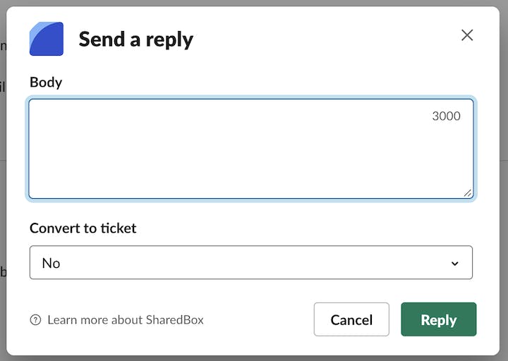 screenshot of sharedinbox's customer service software