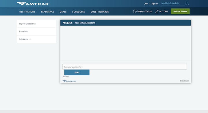 Contact Page: Amtrak