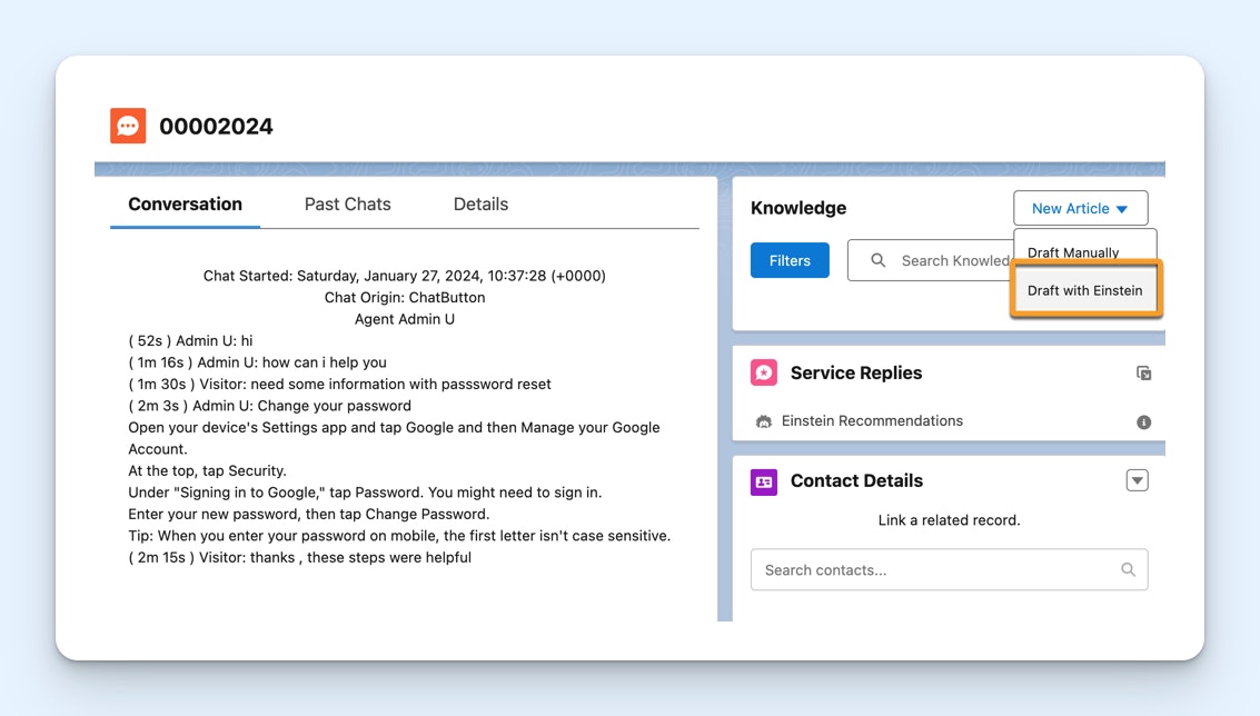 Salesforce Service Cloud AI Screenshot
