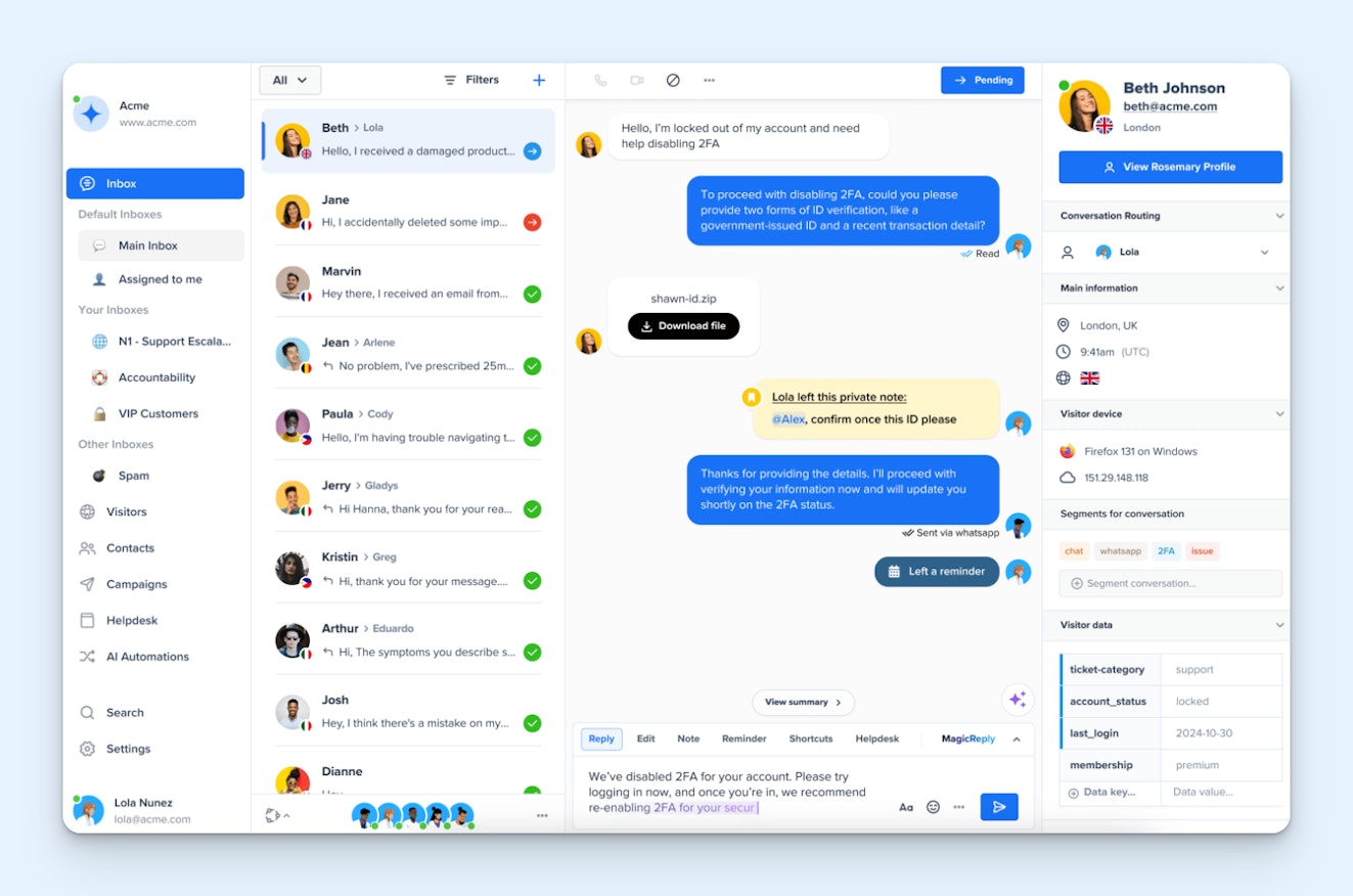 Free Live Chat Software - Crisp Product Screenshot
