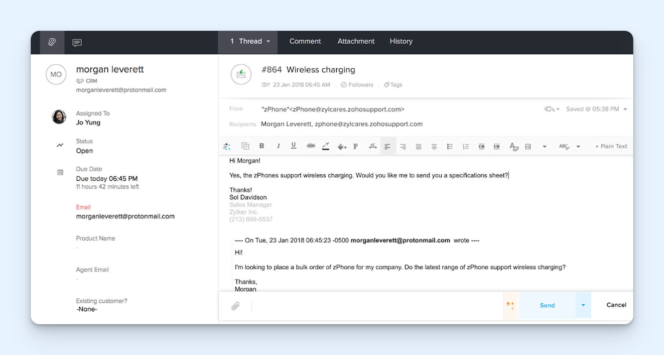 Product Screenshot: Zoho Desk