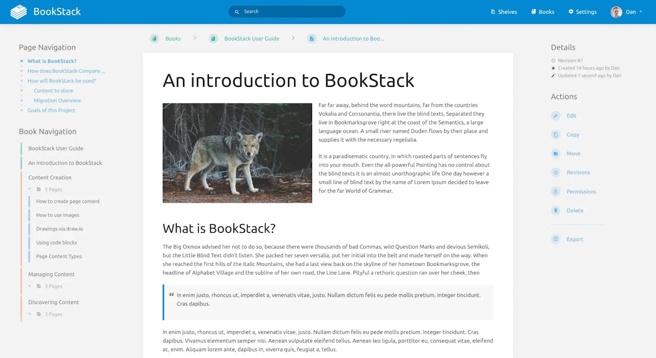 Product Screenshot: BookStack