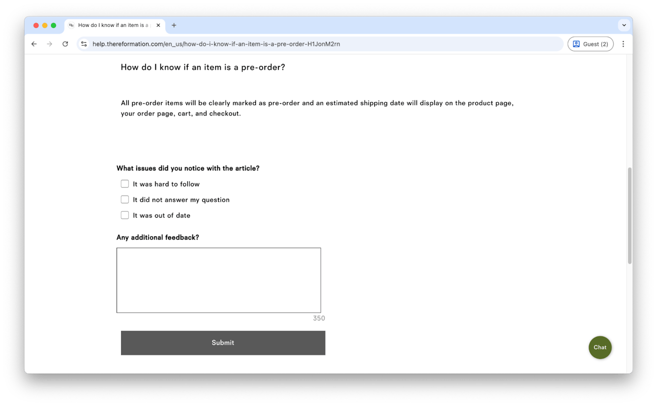 Ecommerce Knowledge Base - Image 15 - Reformation Help Center