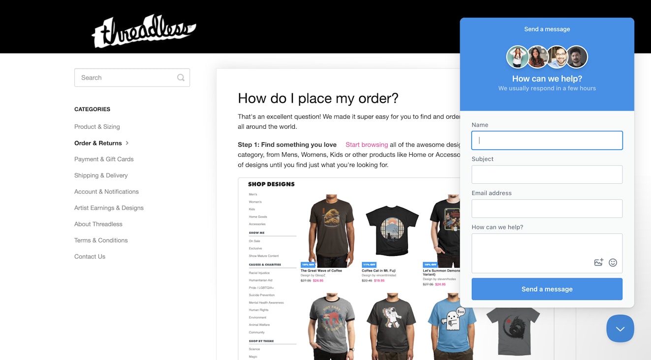 Ecommerce Knowledge Base - Image 4 - Threadless Help Center