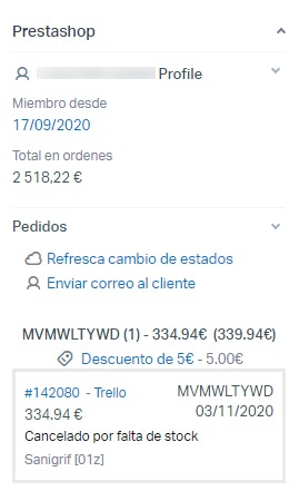 prestashop order details in help scout
