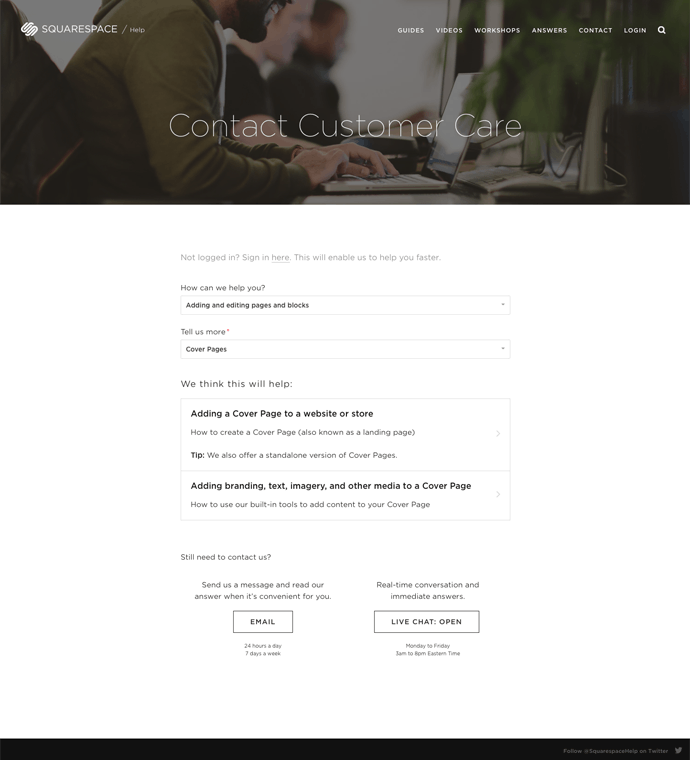 squarespace contact page