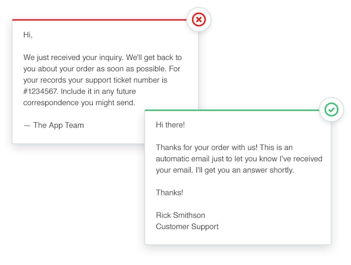 automated vs a personal customer support response