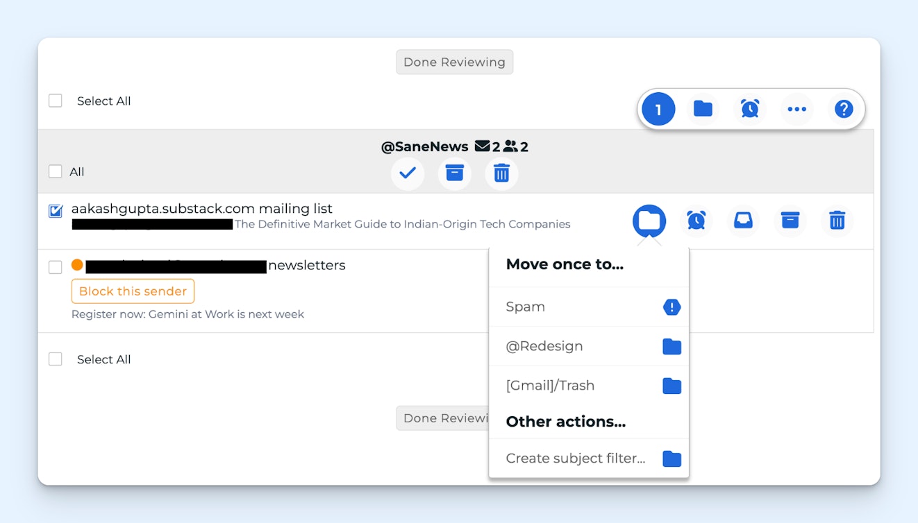Email Management Software - Sanebox Product Screenshot