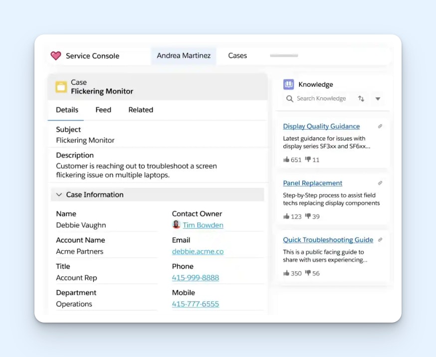 HubSpot Alts - Salesforce Service Cloud Product Screenshot
