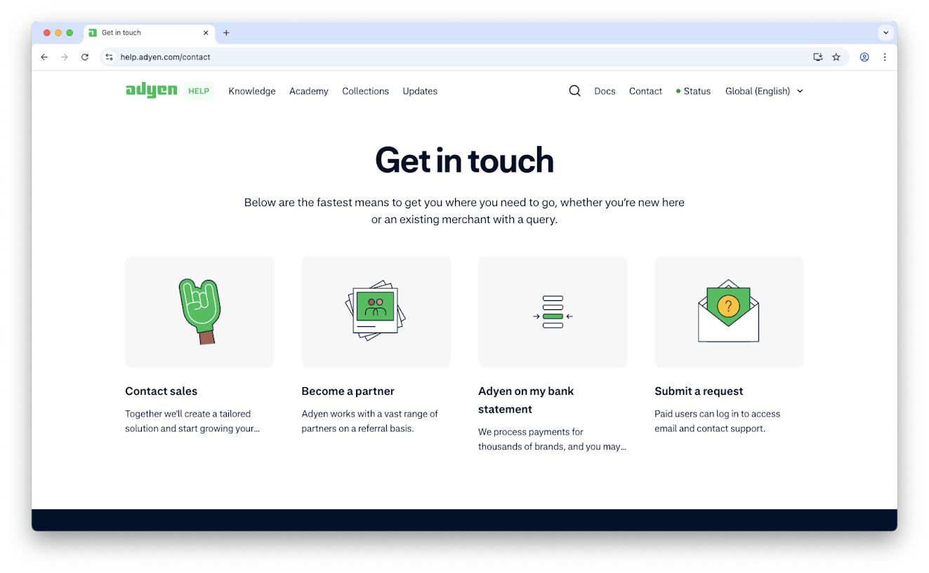 Contact Us Examples - Adyen
