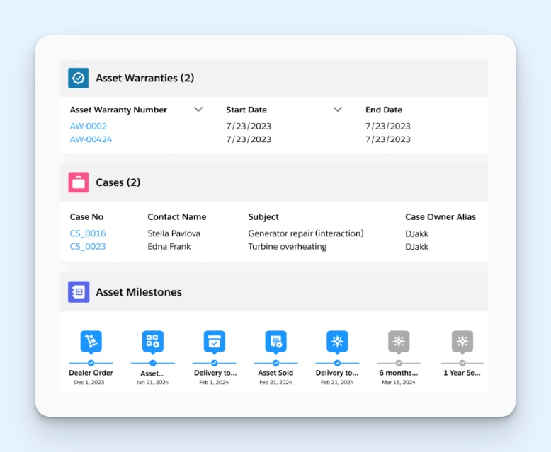 Product Screenshot: Agentforce Manufacturing for Service