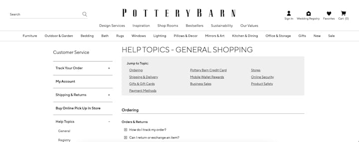 pottery barn knowledge base example