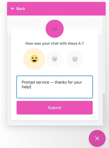 Help Scout Screenshot: CSAT for Chat in Beacon